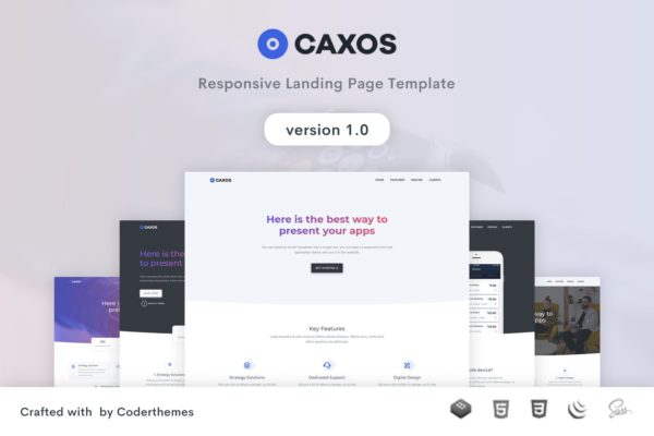 经典全响应式设计登陆页面模板 Caxos – Landing Page Template