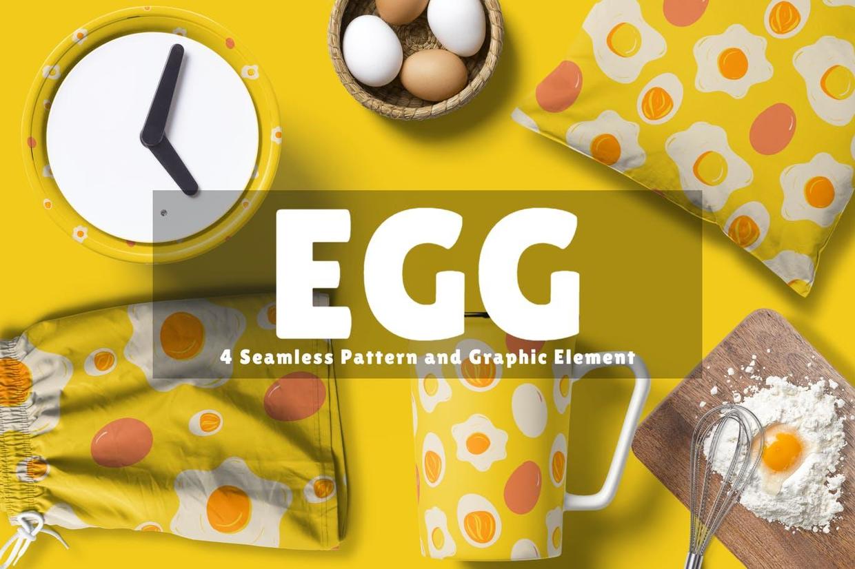 鸡蛋无缝图案和元素