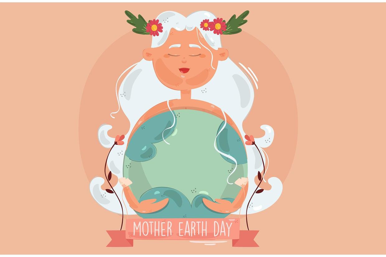 地球母亲日手绘插画