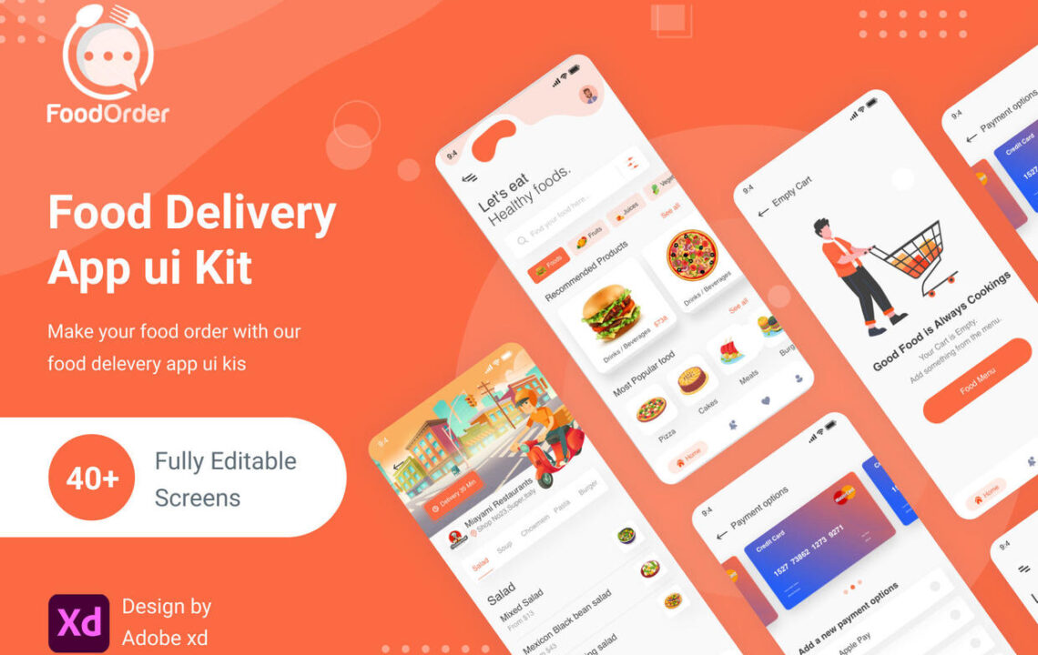 食品订单交付/外卖App iOS UI用户界面设计套件