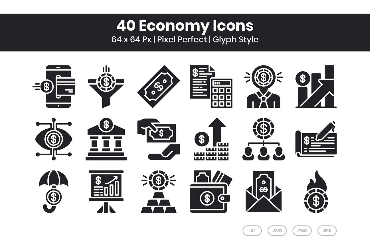40枚经济主题字体图标包