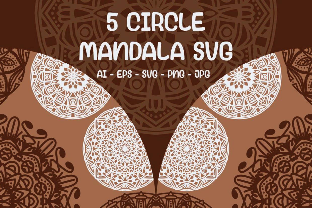 5个圆圈曼陀罗图案SVG矢量素材