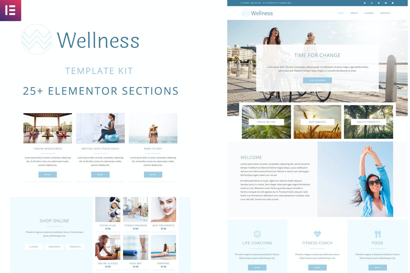 生活健康服务企业WP网站Elementor模板 Wellness