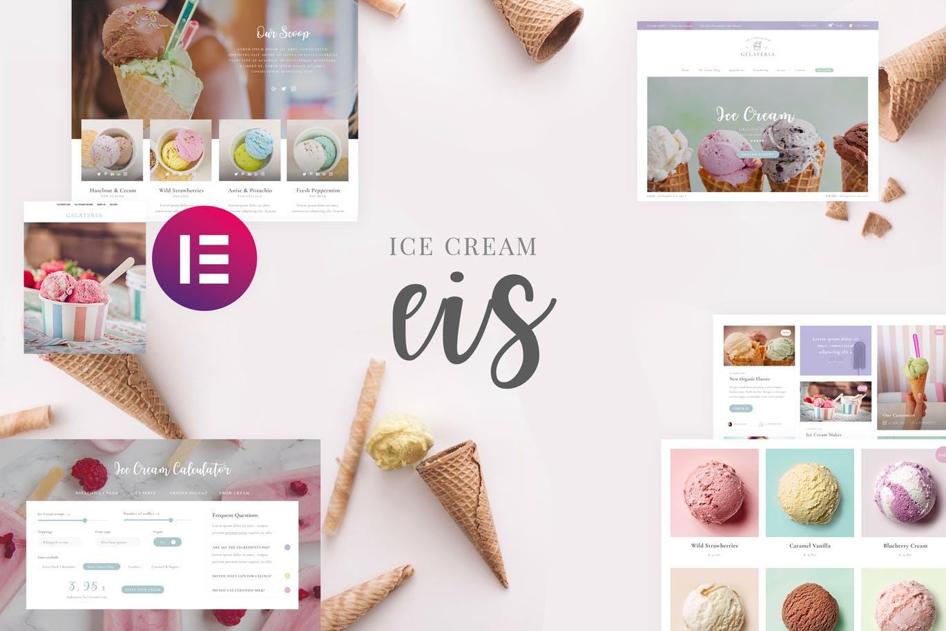 冰淇淋品牌/网红店WP网站Elementor模板