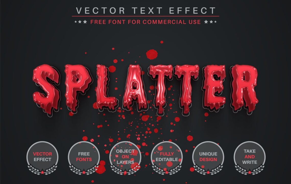 高品质的万圣节流血效果立体字字体设计illustrator图层样式-AI