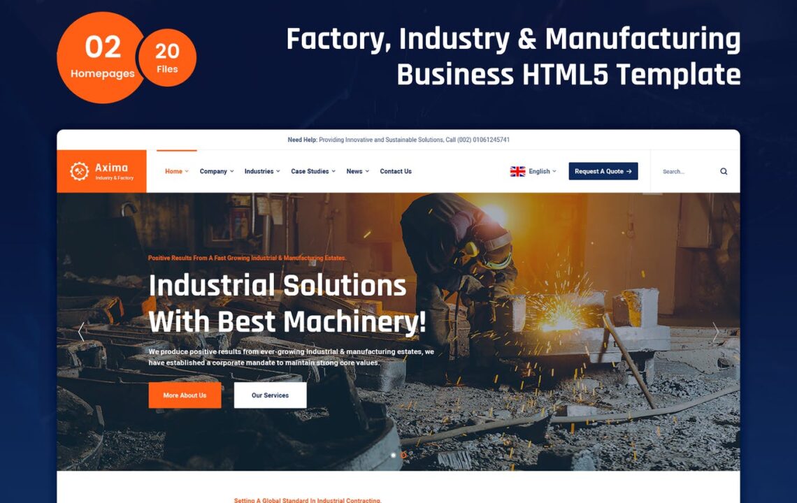 工厂和工业官方网站HTML5模板 Axima