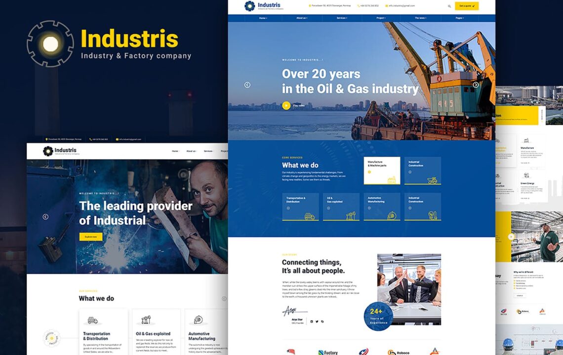 工厂和机械工业网站HTML5模板 Industris