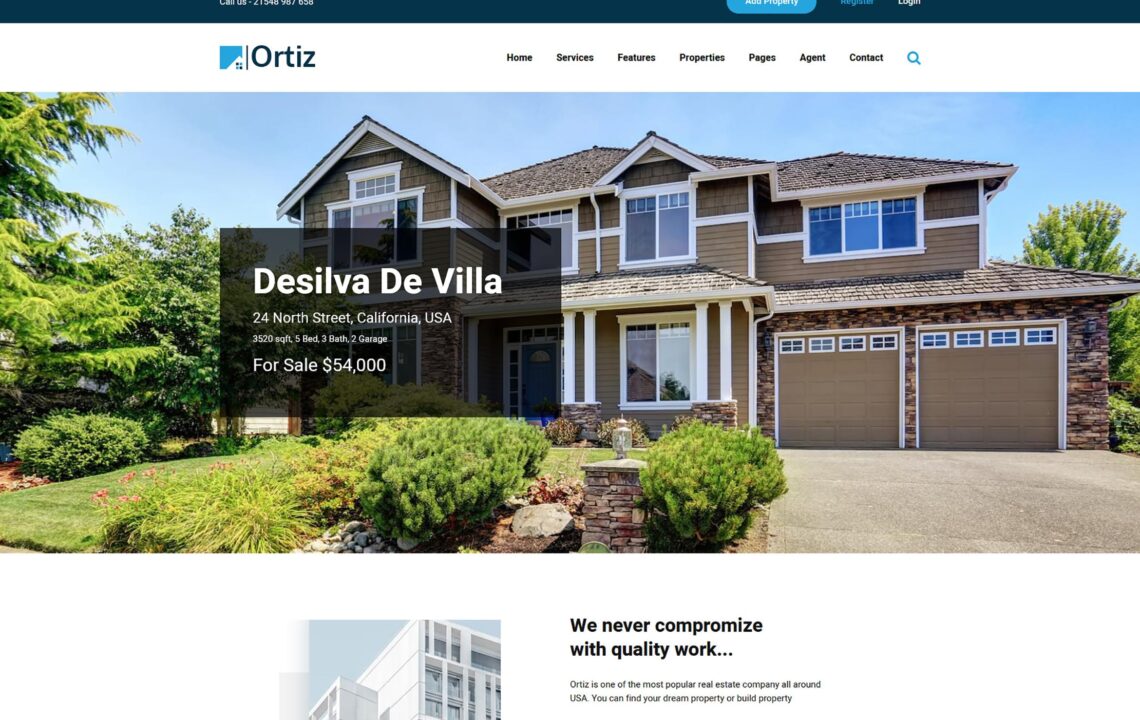 房地产网站HTML5模板 Ortiz