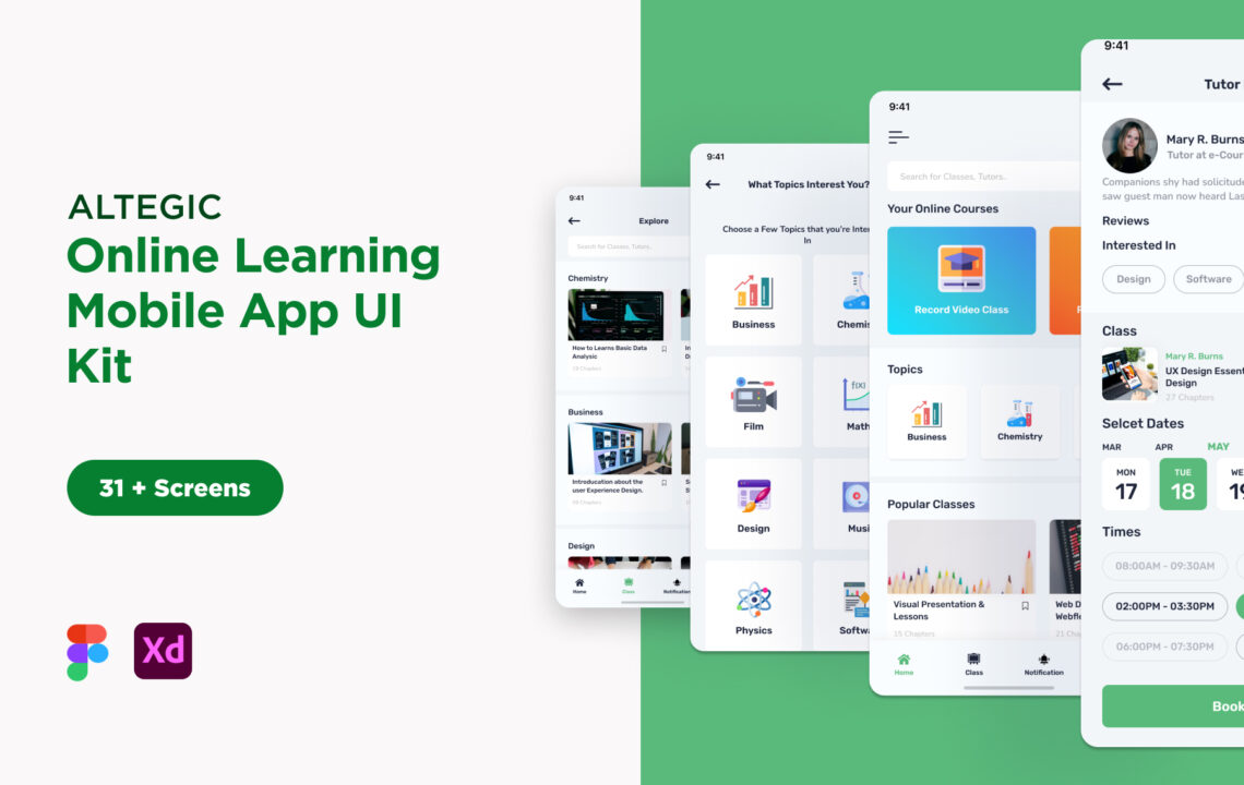 在线学习、教育App应用UI套件