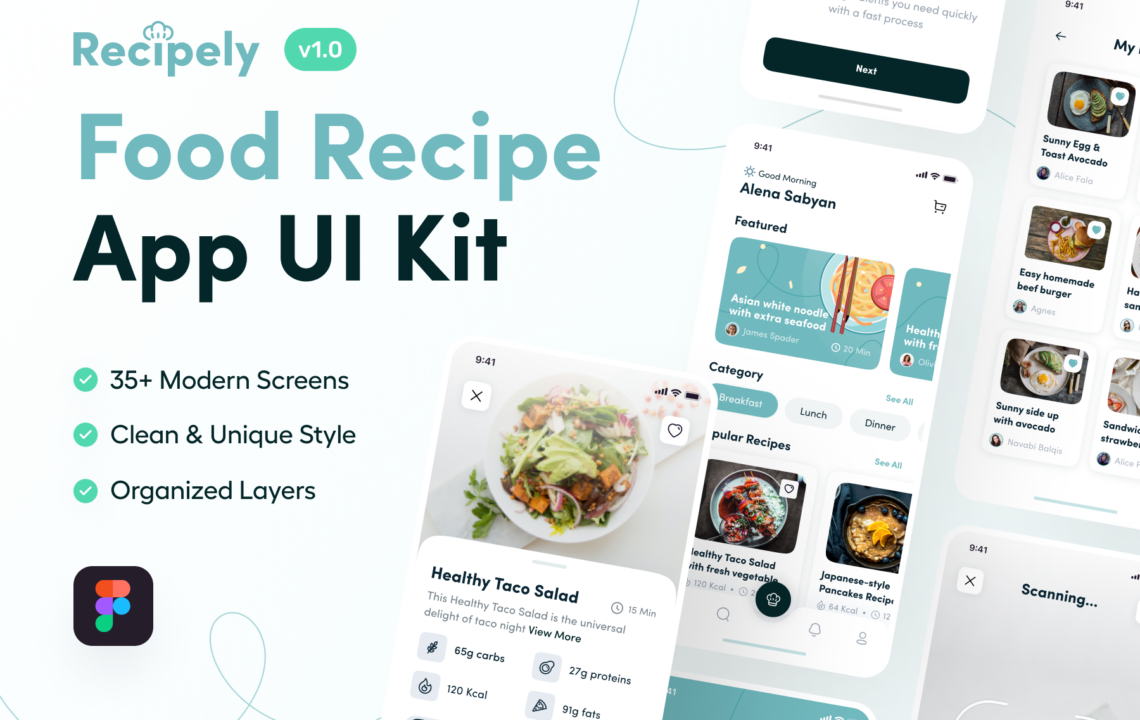 食品/食谱/烹饪App应用UI套件