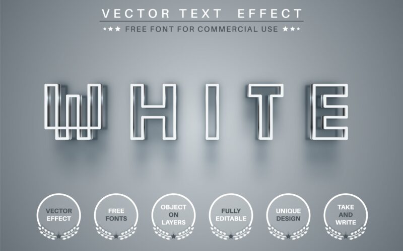 白色像素文字效果字体样式矢量素材