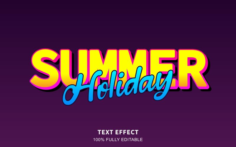 夏季暑假AI文字效果矢量素材