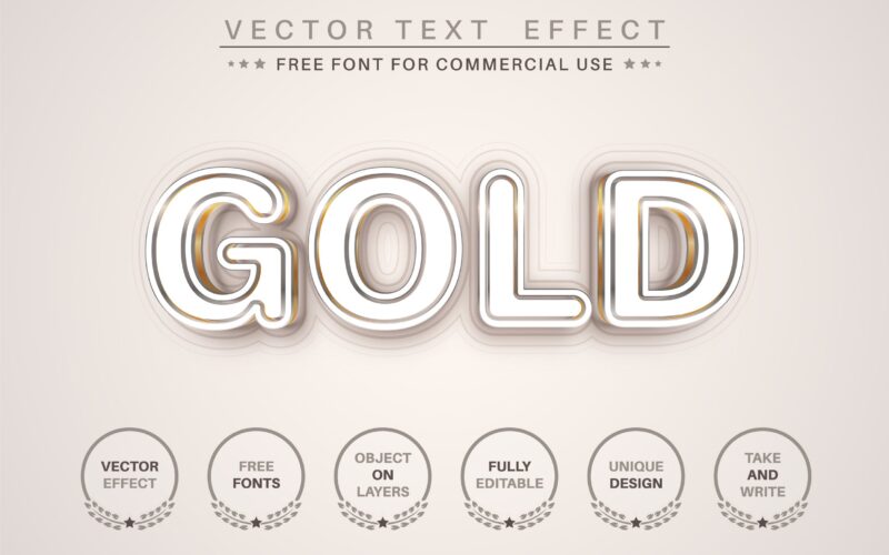 金色线条文字效果字体样式矢量素材
