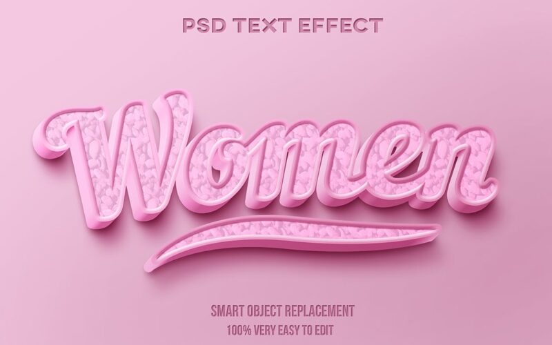 可爱女性粉色元素3D文本图层样式